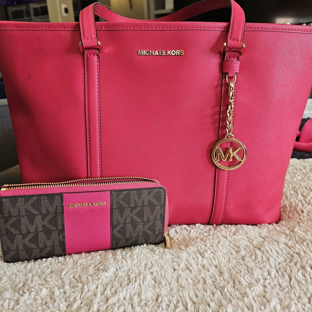 Michael Kors Pink Saffiano Leather Tote